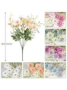 Conjunto de 5 flores artificiais de margarida silvestre, buquê de flores silvestres artificiais resistentes a raios UV, plantas verdes artificiais a granel para vaso, decoração de casa para a primavera, decoração de jardim, planta de exterior, jardinagem, flores artificiais, decoração de outono, outono