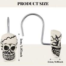 12/20 pièces Crochets de rideau de douche squelette Halloween, anneaux de rideau de douche décoration squelette, crochets de salle de bain en acier inoxydable, décoration squelette maison Halloween (style bizarre)