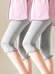 1/2/3 双女童可爱荷叶边针织紧身裤,有弹性,适合春、夏、秋季 - 彩色 - 查看 63