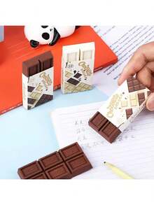 1 Set Chocolate Themed Stationery Gift Set With Notepad, Ballpoint Pen, Eraser, Back To School Supplies