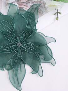 Bordure avec strass en dentelle brodée 3D à 4 couches, accessoire de couture fait main pour robe de mariée, largeur : 23 cm