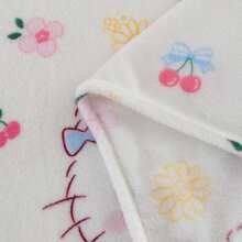 Sanrio Sanrio Hello Kitty Flannel Throw Blanket - Contemporary Style, All Seasons Cozy Knitted Polyester, Digital Print, Multipurpose, Soft Texture, Machine Washable, 200-250gsm