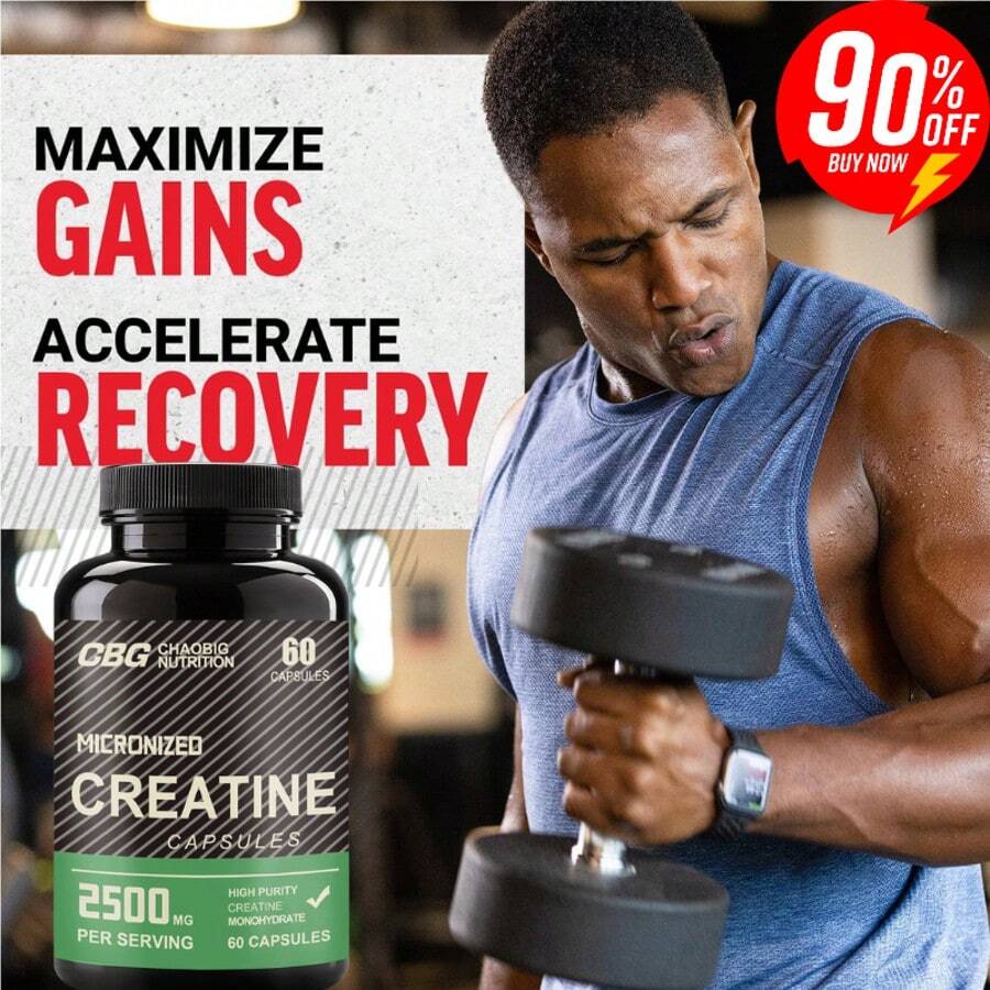 Micronized Creatine For Women And Men | Gym & Workout Supplements | Formula Blend Of Creatine Monohydrate 7500Mg (60 Capsules One Bottle) - 2 chiếc (Ưu đãi hơn) - Xem 1