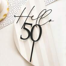 Que cắm trang trí bánh sinh nhật bằng acrylic đen chữ "Hello" (18/12/30/40/50/60 tuổi) thích hợp cho tiệc sinh nhật. - Nhiều màu - Xem 2