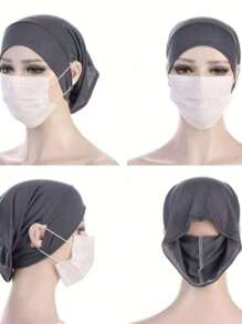Damen Hijab Islamischer Unterschal Fertig in einfarbig mit Ohröffnung, Hijab Schaltuch Bandanas Kappe als Unterkappe für Hijabs