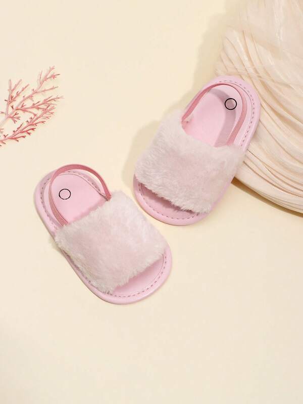 1 Paar Baby Mädchen Sandalen mit elastischem Band, einfarbig, flach, rutschfest und süß, Lauflernschuhe für 0-1 Jährige, geeignet für Frühling & Sommer