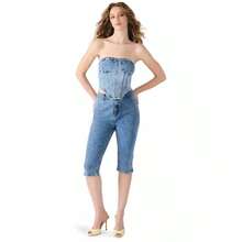 Steve Madden Women's Rina Strapless Denim Corset Top |  | Women Sports Tees & Tanks - Màu xanh đích thực - Xem 5