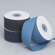 2码装可选：2厘米/2.5厘米/4厘米宽，双缝牛仔布饰边/无弹力，牛仔包边带，适用于手工珠宝、发饰、领结、牛仔背带裤/长裤、服装装饰