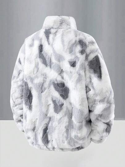 Modcrash Áo khoác nam thời trang nhuộm tie-dye với miếng vá ngực, cổ tay áo co giãn, lót lông cừu ấm áp, cổ đứng, giả lông thú, phong cách mùa thu đông, retro Mỹ, unisex, dáng rộng thoải mái, phù hợp cho trang phục mùa hè – Thích hợp cho mặc hàng ngày và trang phục nghỉ hè.