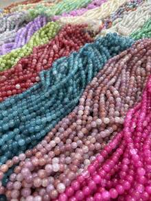 100pcs 8mm Simulated Jade Natural Stones, Agate, Color-Dyed Non-Fading Beads, Supplies For DIY Jewelry Making Such As Bracelets, Keychains, Necklaces, Crafts Decorations, Rich Colors To Inspire Your Creations - Multicolor - View 6