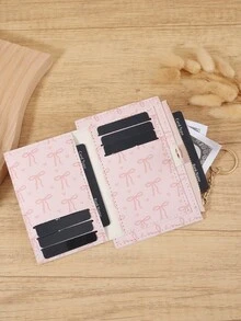 粉色蝴蝶结爱心图案拉链小钱包带链条钥匙扣、零钱袋小钱包双折超薄女士钱包迷你薄、轻便、多层便携、身份证、信用卡简约、时尚、现代、商务、周年纪念、生日礼物、礼物、女孩、女士、女性、学校宿舍和返校用书包学校用品 - 粉色 - 查看 5