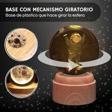 Esfera 3D Giratoria de 6CM Decorativa con Base de Madera Plástica y Luz LED Cálida - VIRGEN Nª Sª - Ver 3