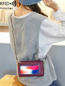 MIYIN Women's Minimalist Touch Screen Mobile Phone Bag With Wrist Strap & Adjustable Long Shoulder Strap, Multi Functional Double Zipper Shoulder Transparent Mini Small Bag Purse Mobile Phone Bag,Portable Hand Bag RFID Blocking Mobile Wallet Purse - Multicolor - View 12