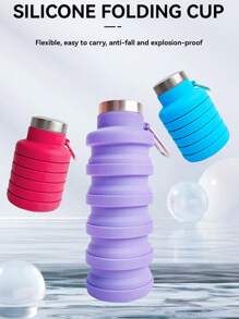 Collapsible Water Bottles 17oz,Odorless Silicone, Leak-Proof Foldable Reusable Bottle - Perfect For Travel Sports Gym Hiking Camping Cycling,Portable Leak Proof Sports Water Bottle With Carabiner
