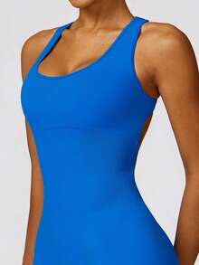 Yefecy 瑜伽基本款纯色罗纹针织无缝运动连体衣，罗纹纯色时尚运动连体裤，高弹力瑜伽紧身衣，女士运动服，春夏塑身紧身衣