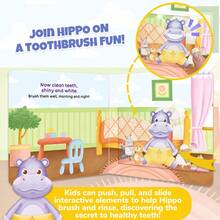 beartale 一套儿童推拉滑动互动游戏书，河马主题探索游戏书，一本引人入胜的幼儿刷牙互动书，包含推、拉、滑等设计，集活动书和早教玩具于一体，配有生动插图。 - 彩色 - 查看 11