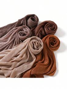 1pc Women Classic Solid Color Rose Embossed Pleated Scarf, Lightweight Breathable Casual Elegant, Suitable For Outings, Daily Wear, Fashion Traveling, Shawl