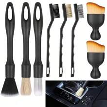 8-Piece Auto Detailing Brush Set For Interior Or Exterior Cleaning, Dusting Cleaning Supplies, Badge Tools, Vents, Wheels, Leather Interior Seats