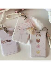 Kpop 照片卡夹钥匙扣卡通动物电脑夹 Kpop ID 徽章夹带钥匙扣学生公交卡吊坠钥匙扣硬壳保护性照片套学校用品，返校