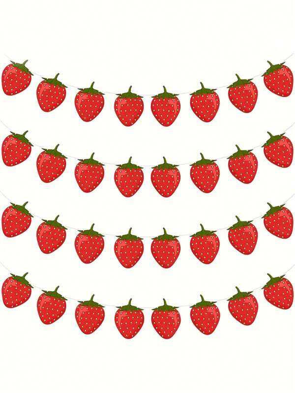 32pcs Birthday Decorations, Strawberry Decorations, Strawberry Hanging Banners, Strawberry Garlands, For Strawberry Themed Party Supplies (Red, Pink)
