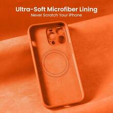 Magnetic Case Designed For IPhone 13 Pro Case [Compatible With MagSafe] Silicone [Camera Protection] Phone Case Soft AntiScratch Microfiber Lining Inside 6.1 Inch Neon Orange01 - Màu cam neon - Xem 5