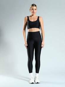 FITNATION Tank Top With Wide Straps In Shiny Trilobal Polyamide Fabric Rosset - 黑色 - 查看 3