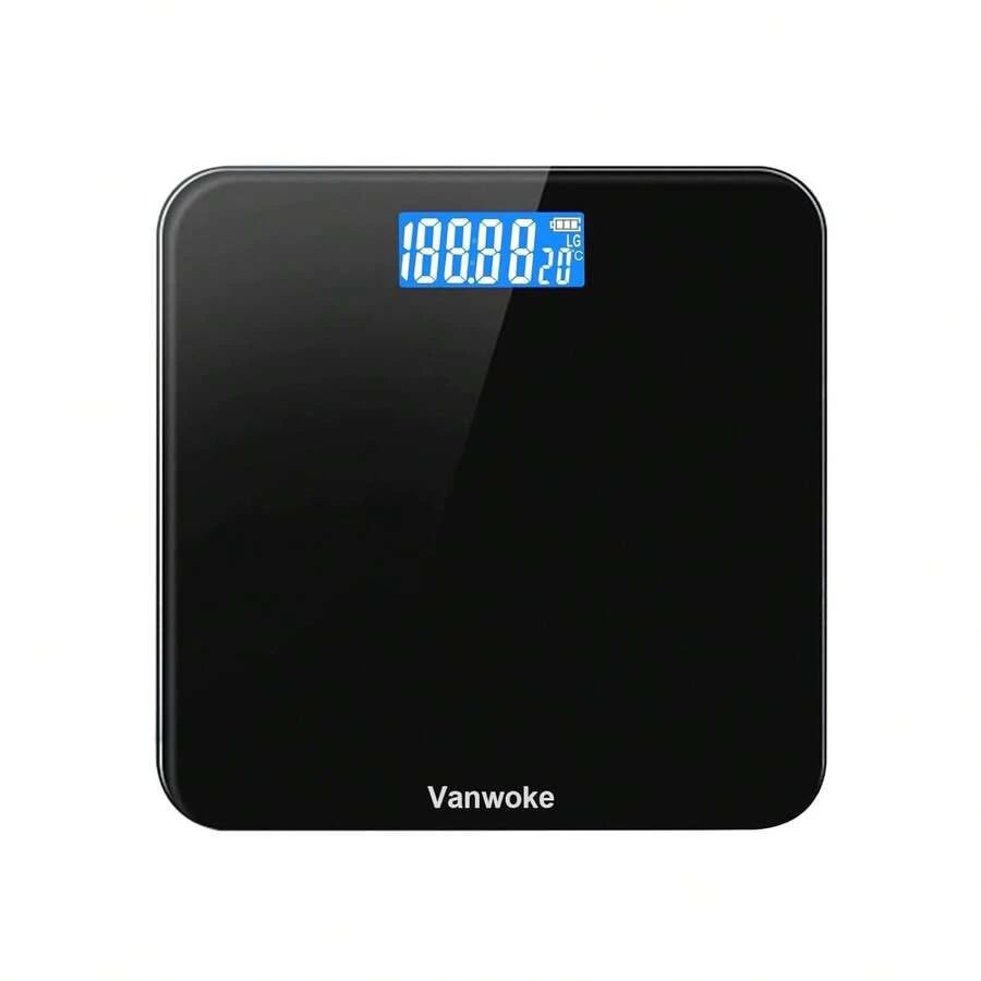 Smart Scale For Body Weight Digital Bathroom Scale With Blue LCD Backlight Display Highly Accurate Body Weight Scale Body Fat Scale Temperature Indication Corner Design 400lbs (Black) - Light Grey - View 1
