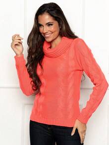 Women Sweaters - Coral Pink - View 4