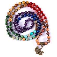 108 Natural Stone Mala Bead Colorful Gemstone Meditation Yoga Prayer Beads Necklace, Suitable For Men And Women As Multi-Layer Wrap Bracelet