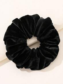 天鹅绒超大号发圈，适合日常佩戴，发绳，马尾辫发圈，头饰，弹性发带，美发家居饰品，发圈 - 黑色 - 查看 2
