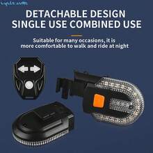 自行车无线遥控转向灯尾灯，可拆卸尾灯带喇叭，刹车灯，USB充电，适用于自行车、摩托车、山地车夜骑警示灯 - 彩色 - 查看 3