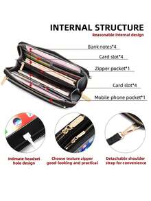 MIYIN Women's Minimalist Touch Screen Mobile Phone Bag With Wrist Strap & Adjustable Long Shoulder Strap, Multi Functional Double Zipper Shoulder Transparent Mini Small Bag Purse Mobile Phone Bag,Portable Hand Bag RFID Blocking Mobile Wallet Purse - Multicolor - View 7