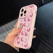 Funda para teléfono 1 pieza Rosa rayas amor anticaída suave 11/12/13/14/15/16 - Rosa - Ver 4