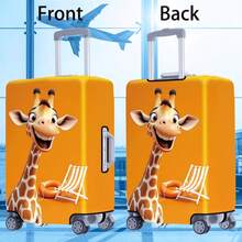 1 pieza Cubierta protectora de maleta reforzada con estampado divertido de jirafa, accesorio de maleta reforzado, adecuado para negocios, viajes de negocios, vacaciones, viajes, facturación de equipaje, vuelta al colegio, para dar color a tu maleta. Adecuado para maletas de 20 a 28 pulgadas. Bolsa para la escuela, accesorios escolares, artículos escolares - Multicolor - Ver 8