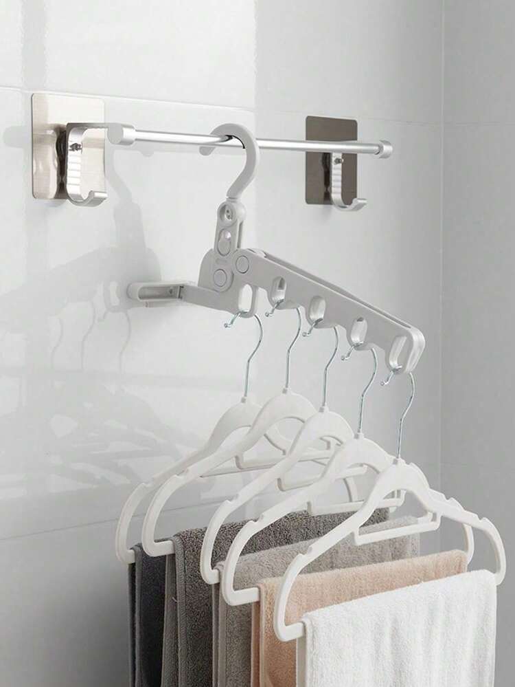 1/2/5pcs Multi-Functional Wall Mounted Clothes Hanger, Suitable For Travel - Multicolor - View 3