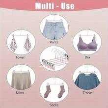 50 pezzi Grucce per pantaloni in acciaio inossidabile con fermagli regolabili, inodore e facili da usare, rastrelliera in metallo per asciugatura, gruccia per pantaloni rivestita in plastica, portapantaloni invisibile per uso domestico con fermaglio per biancheria intima, gruccia per pantaloni, abiti, sciarpe e gancio antiscivolo resistente, adatto per bagno, camera da letto, armadio, dormitorio