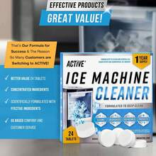 Ice Machine Cleaner Maker Descaler - 24 Clean Tablets Compatible With Frigidaire, Opal, GE Profile, Kitchenaid, Nickel Safe Scale Remover For Countertop, Nugget Ice Makers - Bulk 1 Year Supply - Redwood - View 8