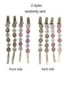 1pc Baby Daisy Pacifier Chain, Anti-Lost Pacifier Clip, Teether And Pacifier Holder, Random Color And Patterns Assorted