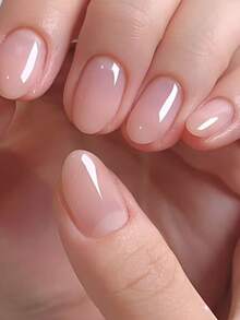 24 Peças Unhas Acrílicas Ovais Rosa e Nude, Pontas de Unhas Artificiais de Estilo Japonês Minimalista e Elegante com Lixa de Unhas e Cola, Adequadas para Senhoras de Escritório e Uso Diário, Suprimentos de Unhas - Rosa Bebê - Visão 2