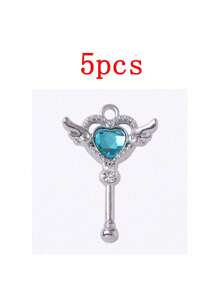 Set de 5 piezas Colgante con varita mágica con forma de corazón, Accesorio de joyería de aleación DIY apto para aretes, pulseras, collares, adecuado para uso diario de mujer