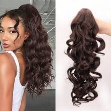 Brown Water Ripple Synthetic Ponytail Hair Tie Synthetic, Heat-Resistant, Fluffy Curly Hair, Adjustable Claw Clip, Daily Use, Holiday Occasions - Multicolor - View 7
