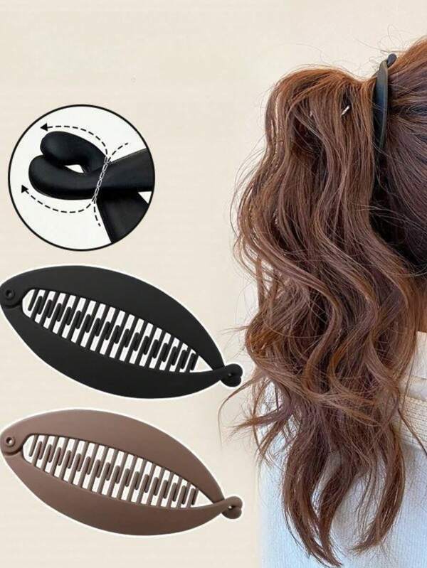 2/3 stuks vrouwen eenvoudige draagbare visvormige matte haarklem met hoge dichtheid, antislip verticale klem met draaibek, geschikt voor dik haar
