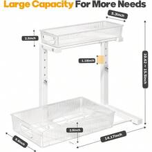 2 Pack Under Sink Organizer 2Tier Pull Out Cabinet Organizer Elegant Acrylic Under Sink Storage Shelf For Kitchen Bathroom Cabinet LShaped Adjustable Height For Maximum Space EfficiencyWhite - White - View 5