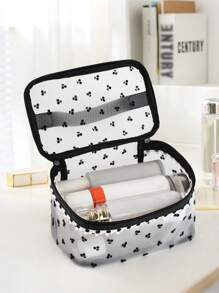 1pc Cherry Print Lace Cosmetic Bag, Minimalist & Elegant Large Capacity Portable Makeup Organizer, Practical Women Travel & Home Essentialtravel Essentials For Vacation Summer Holiday Back To School School Stuff Bag For School Travel Bag For Women Makeup Bag For Travel