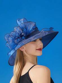 1 peça chapéu para mulheres senhoras organza fascinator páscoa chá festa nupcial igreja domingo chapéu de sol