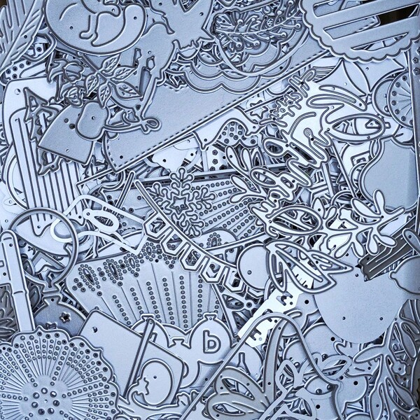 1 Pack Of 20pcs/50pcs Grey Metal Cutting Dies, Art Paper Carving Template, For Paper Card Making Scrapbook DIY Card Album Craft Decorative Metal Cutting Dies