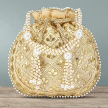Aheli Embroidered Potli Bag Gift For Women Handmade  Purse Evening Handbags Stylish Bridal Fashion Clutch Bag-0029 - 奶油1 - 查看 5