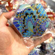 50 片装六角形绗缝布料方块，100% 涤纶，预裁无缝工艺，仅可手洗，花卉图案，预裁布料块，适用于 DIY 项目（款式随机） - 彩色 - 查看 1