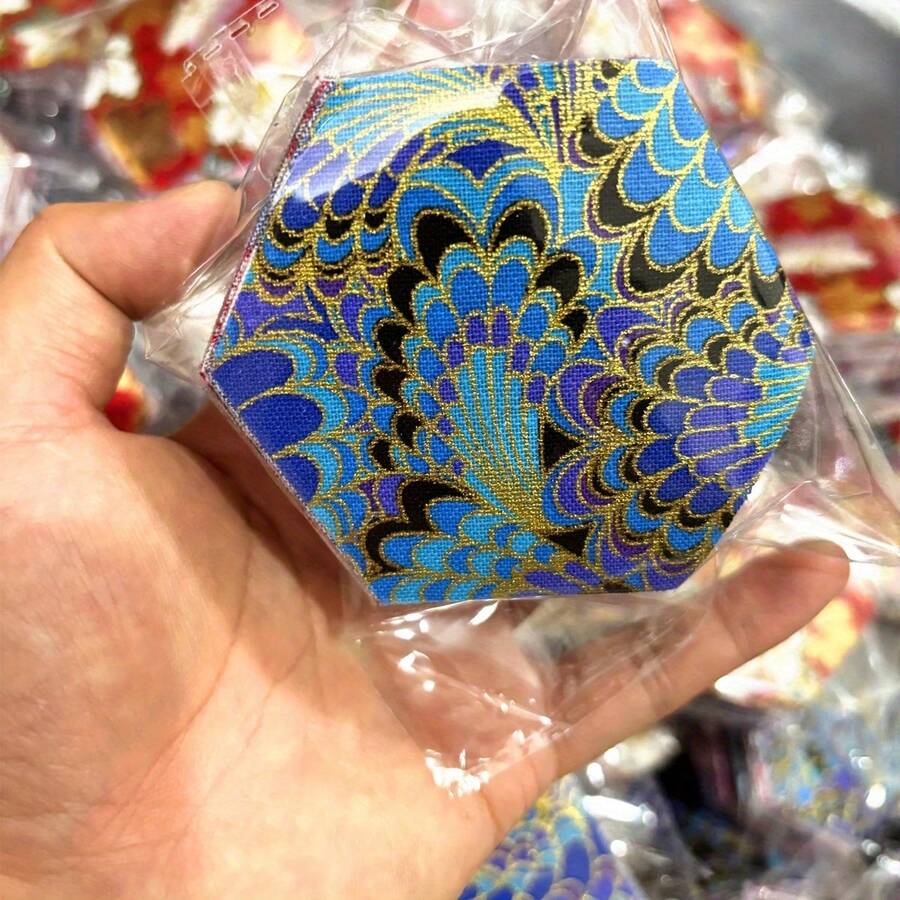 50 片装六角形绗缝布料方块，100% 涤纶，预裁无缝工艺，仅可手洗，花卉图案，预裁布料块，适用于 DIY 项目（款式随机） - 彩色 - 查看 1