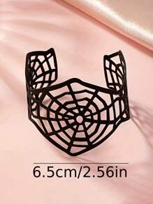 1 pièce Bracelet en métal lisse personnalisé et minimaliste à manchette ouverte exagérée, design de toile d'araignée creux rétro de niche, accessoire de bijoux d'Halloween